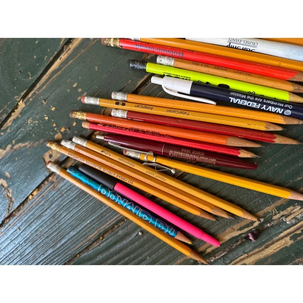 Vintage Advertising Pencil & Pen Lot Skilcraft Faber-Castell Home Depot Navy Fed